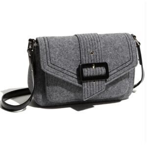 Kate Spade Raleigh Walker Park Wool Crossbody Bag Charcoal Gray Wool Felt Bag